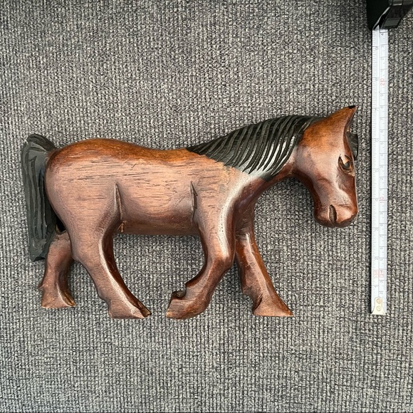 Artisan Other - Carved by Hand Trotting Bay Horse 1 FOOT WIDE x 7” HIGH - wood